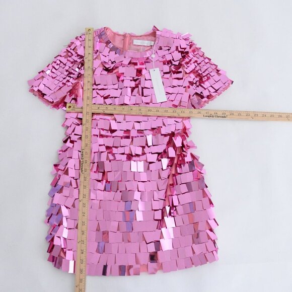 Jonathan Simkhai Tuckernuck Pink Punch Vivienne Embroidered Sequin Mini Dress 4 - Picture 3 of 13